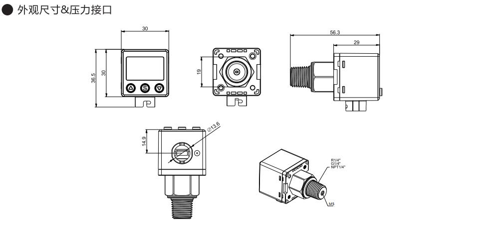 DPS-5數顯壓力傳感器外形尺寸